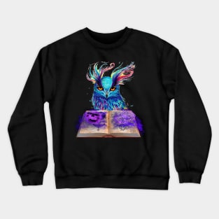 Graphic Design Magic Owl With Spell Book Crewneck Sweatshirt